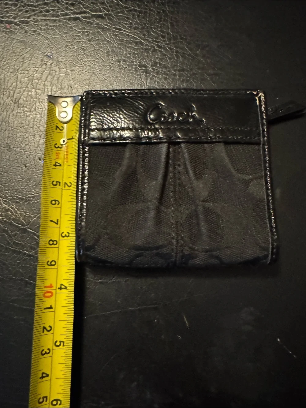 Coach Black Signature Compact Wallet